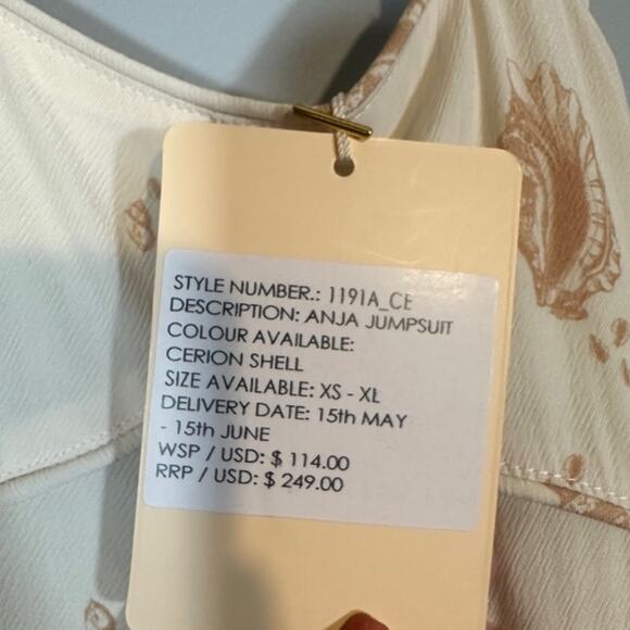 Sancia Cream Cerion Shell Sleeveless Seashell Detail Anja Jumpsuit Women Sz S - Picture 10 of 16